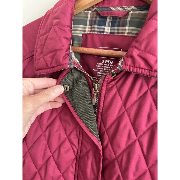 LL Bean Quilted Riding Jacket S Burgundy Preppy fisherman cabincore Chore Coat - Picture 11 of 16